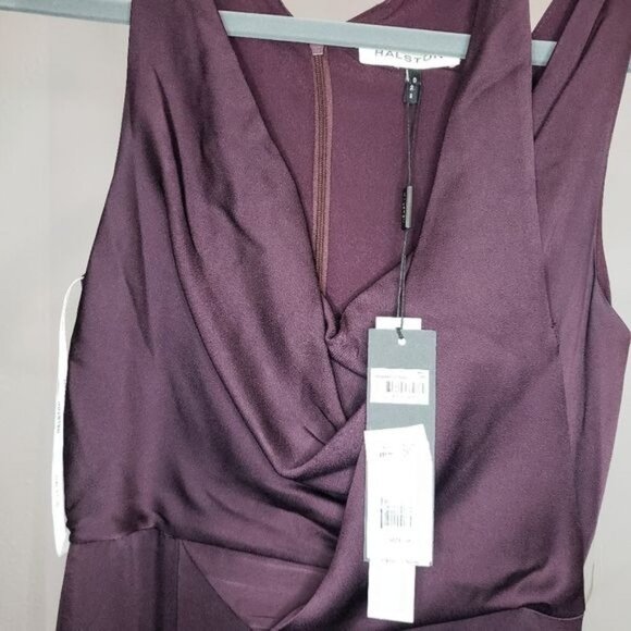 NWT‎ Halston Cowl Drape Satin Slip Gown - Size 0 - Picture 8 of 13